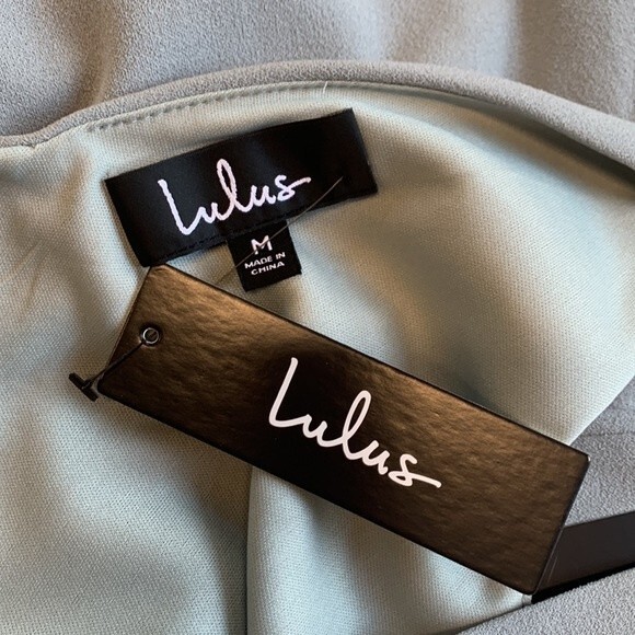 NWT Lulu’s | Dusty Blue Long V neck Dress M - Picture 5 of 7